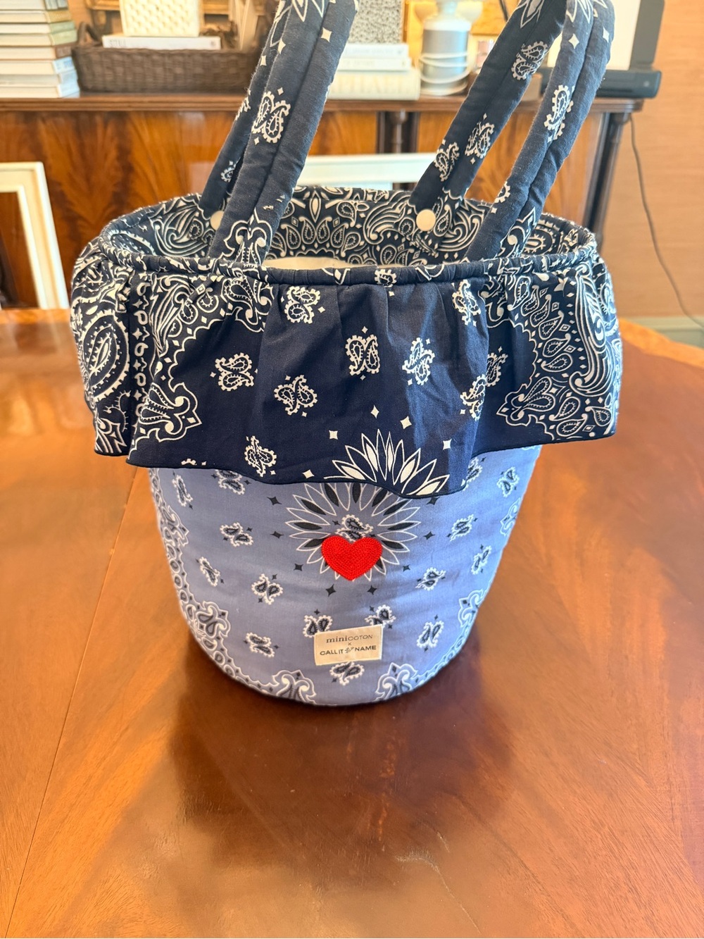 Minicoton x Call It By Your Name Bandana Stroller Bag with Heart Embroidery